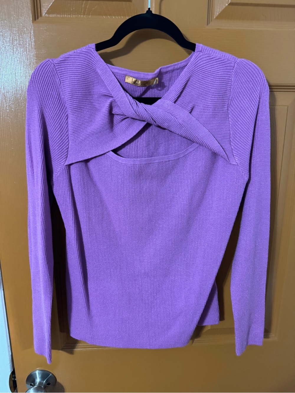 Belldini Purple Ribbed Twist-Neck Top